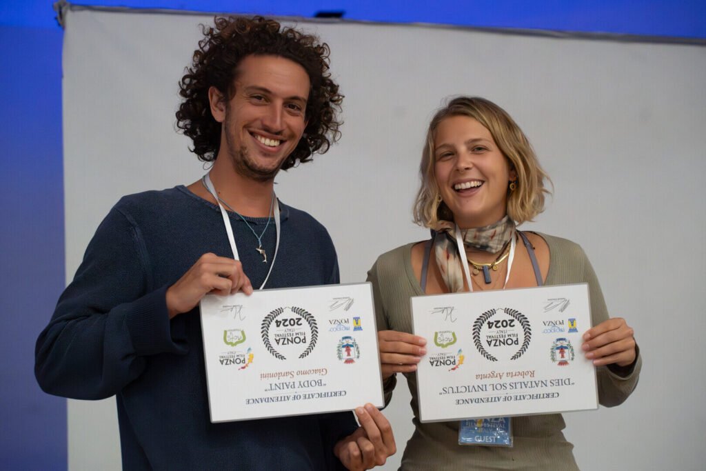 Ponza Film Festival September 2024 Award Ceremony 21 Roberta Argenta ("Dies Natalis Sol Invictus") e Giacomo Sardonini ("Body PainT")