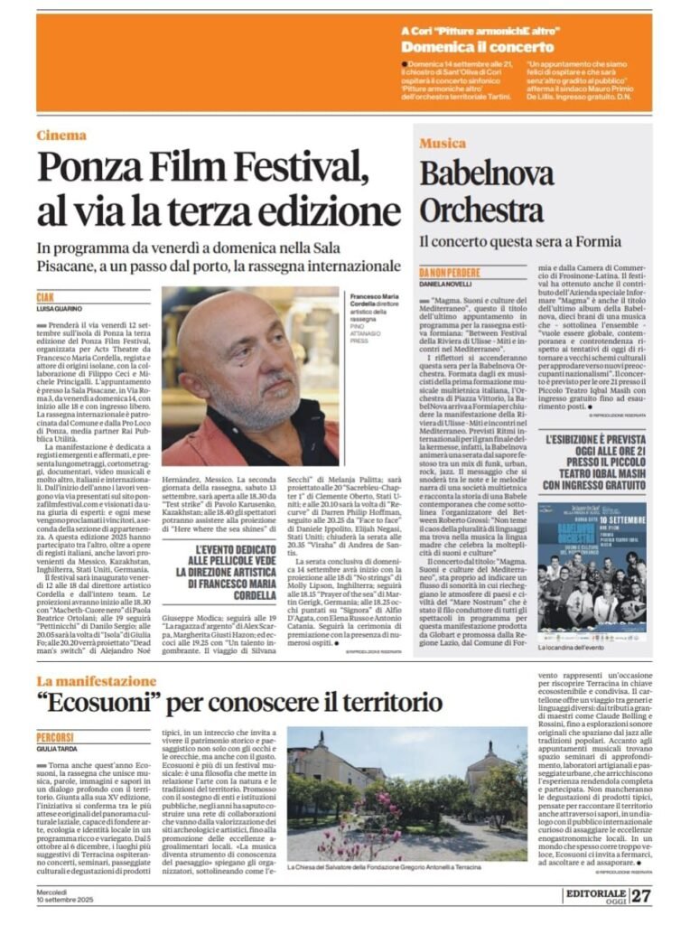 Ponza Film Festival: the third edition is underway 2 LatinaOggi 9 10 25 2